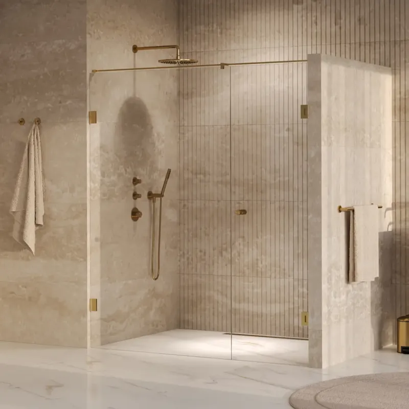Bestseller Brauer Void Carving profielloze nisdeur 170cm met draaideur 70cm aan muur messing geborsteld PVD