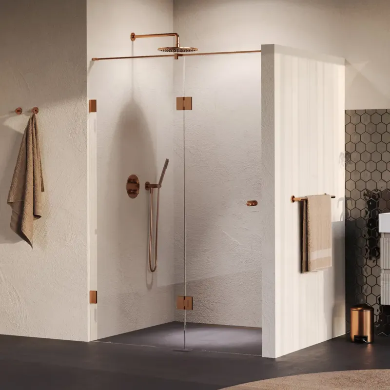 Beperkte Voorraad Brauer Void Carving profielloze nisdeur 130cm met draaideur 60cm aan glas koper geborsteld PVD