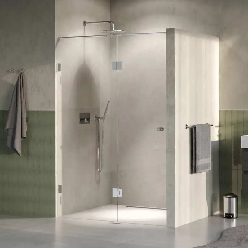 Aanbieding Brauer Void Carving profielloze nisdeur 130cm met draaideur 60cm aan glas RVS geborsteld PVD