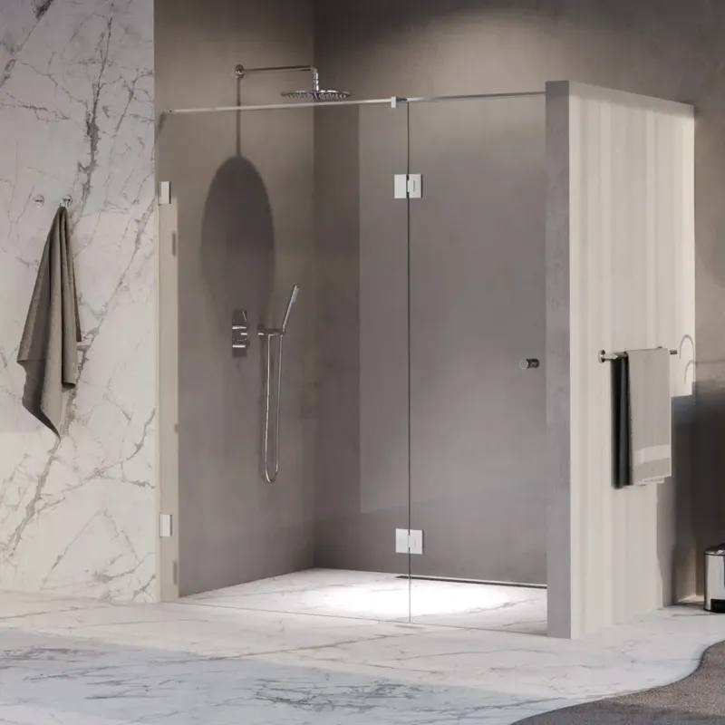 Speciale Aanbieding Brauer Void Carving profielloze nisdeur 180cm met draaideur 70cm aan glas chroom