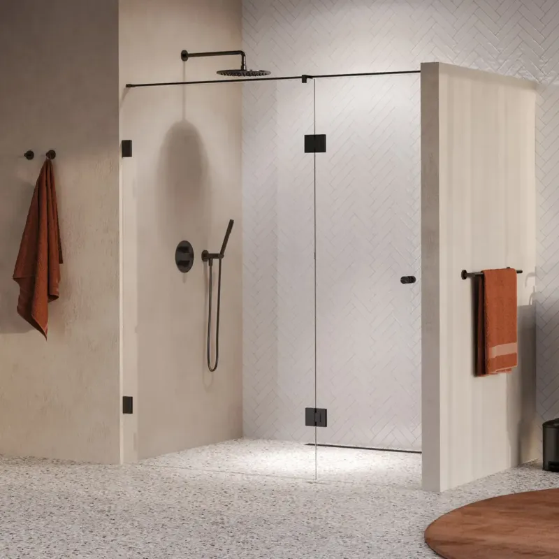 Beperkte Voorraad Brauer Void Carving profielloze nisdeur 180cm met draaideur 70cm aan glas gunmetal geborsteld PVD