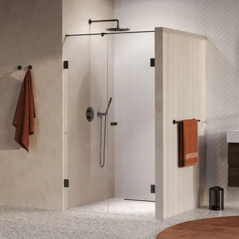 Beperkt Aanbod Brauer Void Carving profielloze nisdeur 120cm met draaideur 60cm aan muur gunmetal geborsteld PVD
