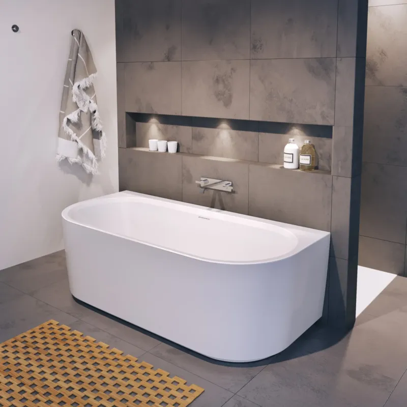 Uitverkoop Riho Desire half vrijstaand bubbelbad sparkle mood midden 180x84cm wit mat