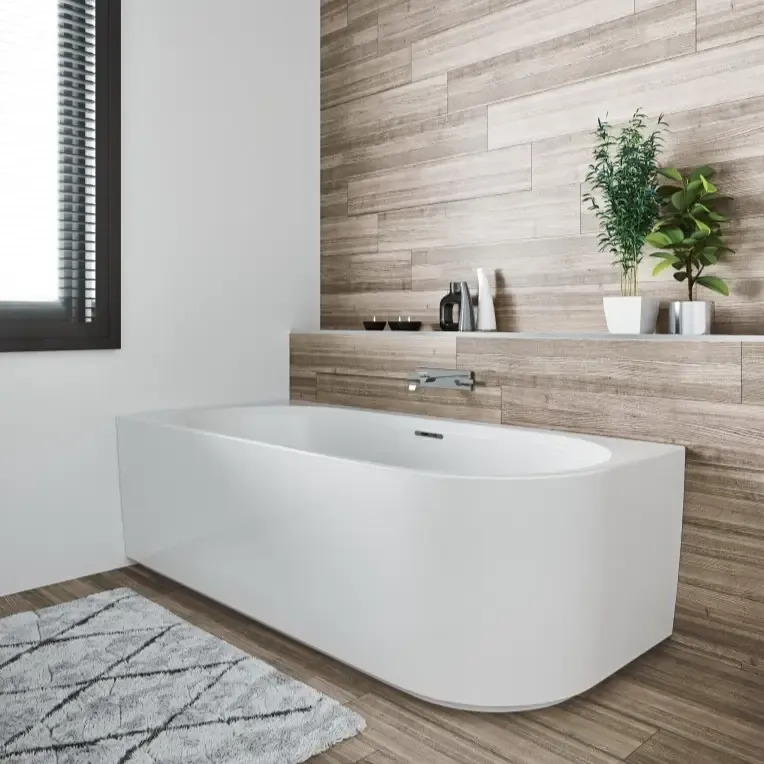 Hete Deal Riho Desire half vrijstaand bubbelbad sparkle mood rechts 170x77cm wit glans