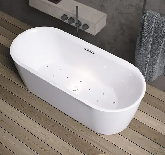 Riho Modesty vrijstaand bubbelbad sparkle mood 170x75cm wit glans met Fall overloop Snelle Levering