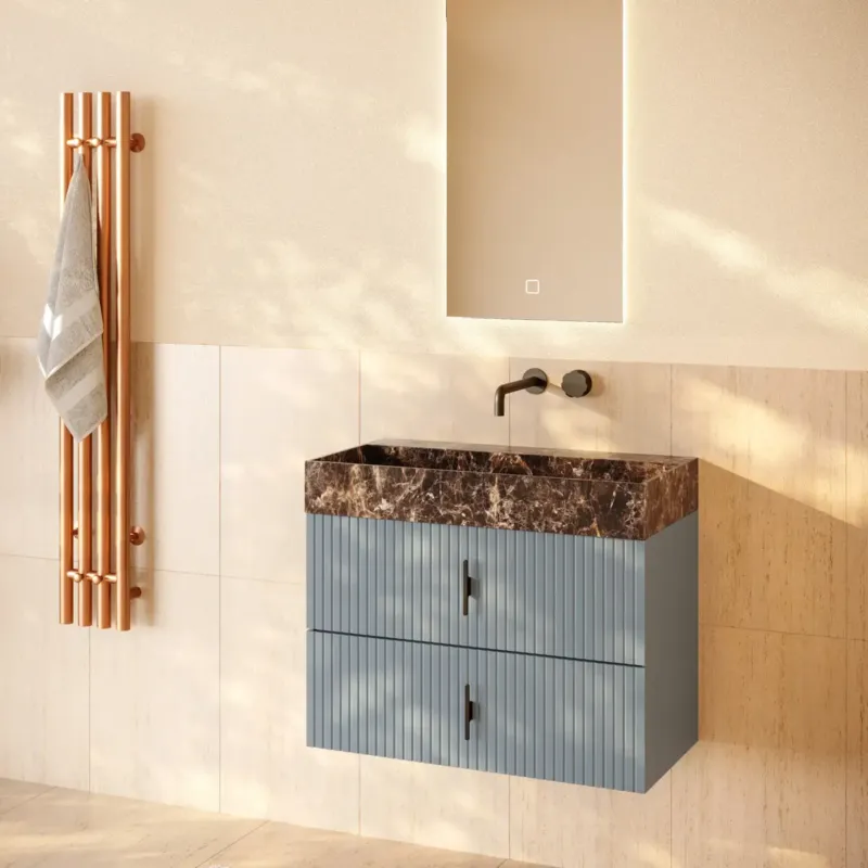 Must-Have Muebles Murcia badmeubel ribbelfront 80cm baby blauw met Dark Emperador wastafel zonder kraangat