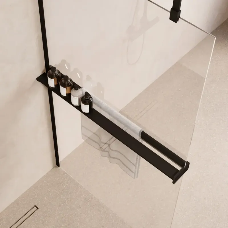 Snelle Levering Saniclear Pure handdoekhouder voor glaswand 120cm zwart mat