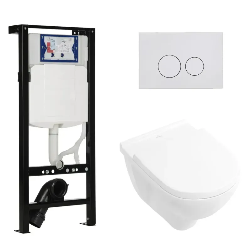 Geberit UP320 met Plieger frame toiletset met Villeroy & Boch O.novo randloos toilet met softclose zitting Fabrieksprijs