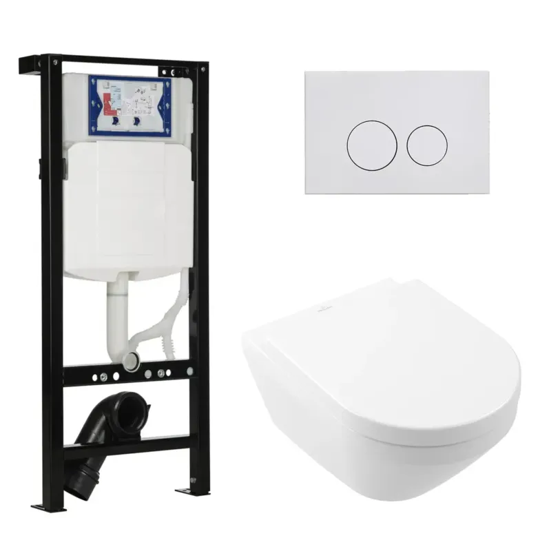 Actieprijs Geberit UP320 met Plieger frame toiletset met Villeroy & Boch Architectura randloos toilet met TwistFlush en softclose zitting