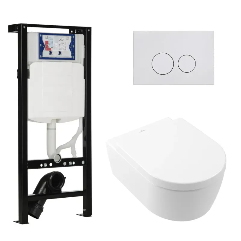 Geberit UP320 met Plieger frame toiletset met Villeroy & Boch Avento randloos toilet met softclose zitting Flitsaanbieding