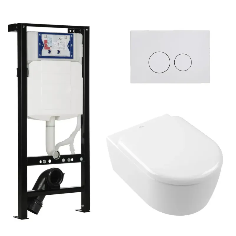 Beste Prijs Geberit UP320 met Plieger frame toiletset met Villeroy & Boch Skyla randloos toilet CeramicPlus met TwistFlush en softclose zitting