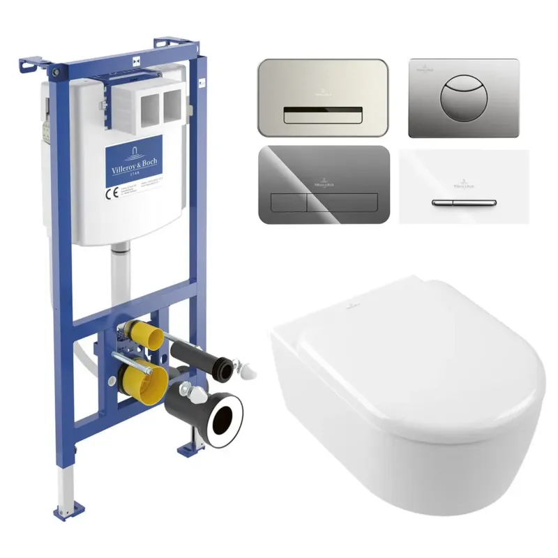 Villeroy & Boch ViConnect toiletset met Villeroy & Boch Skyla randloos toilet met TwistFlush en softclose zitting Direct Verzonden