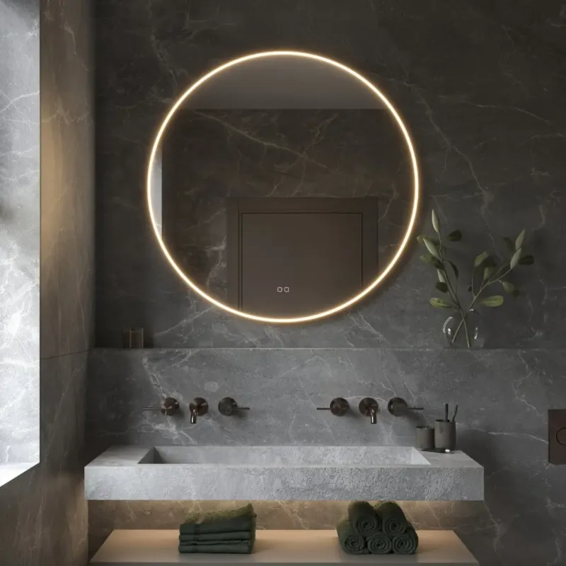 Rechtstreeks Van De Fabrikant Hipp Design 013 Phantom spiegel brons met verlichting en verwarming 60x60cm