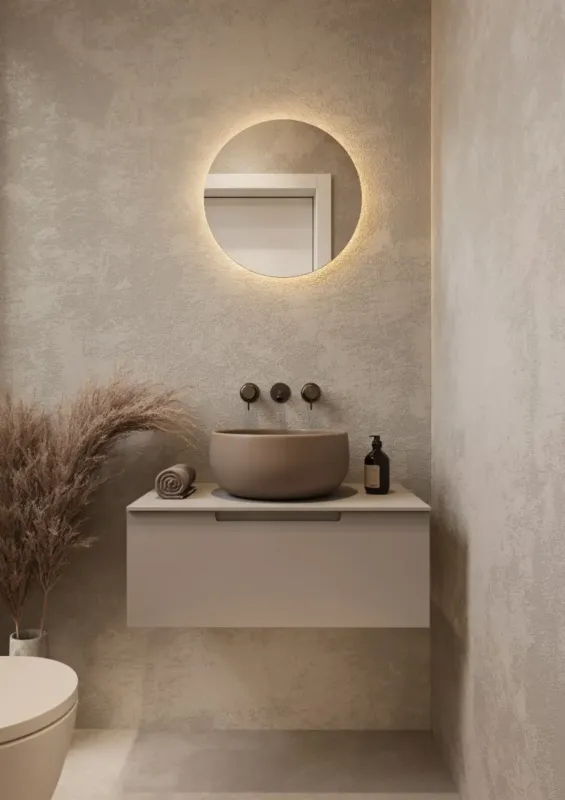 Finale Uitverkoop Hipp Design T05 spiegel rond met verlichting rondom 35x35cm