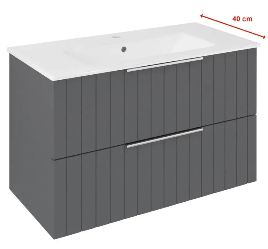 Direct Beschikbaar Sapho Cirasa Compact wastafel onderkast metribbelfront 78x39x54cm antraciet