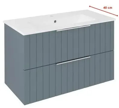 Gratis Retour Sapho Cirasa Compact wastafel onderkast met ribbelfront 78x39x54cm blauw