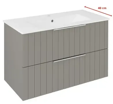 Rechtstreeks Van De Fabrikant Sapho Cirasa Compact wastafel onderkast met ribbelfront 78x39x54cm taupe