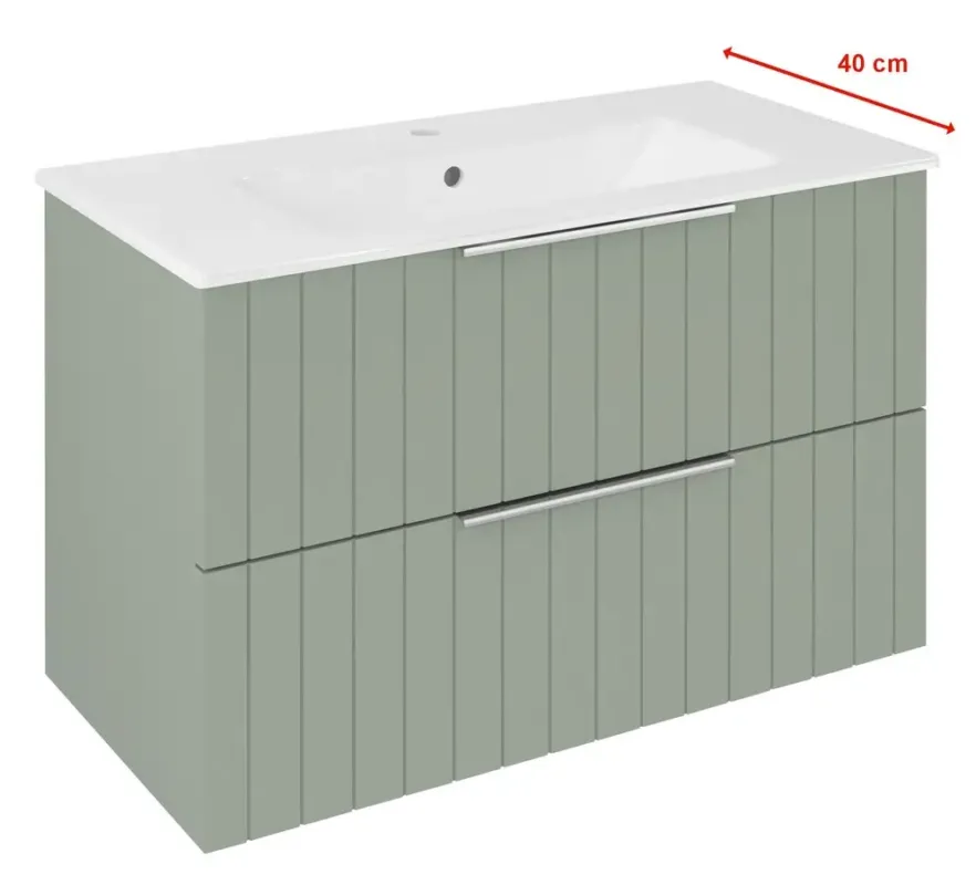 Sapho Cirasa Compact wastafel onderkast met ribbelfront 78x39x54cm groen Bestseller