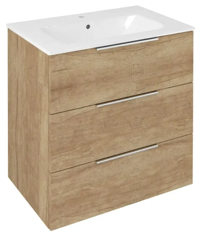 Meest Verkocht Sapho Cirasa wastafel onderkast 70x46x75cm met 3 lades eiken