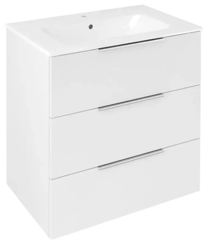 Uitverkoop Sapho Cirasa wastafel onderkast 70x46x75cm met 3 lades wit glans