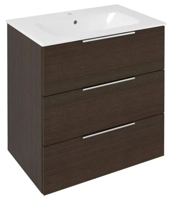 Sapho Cirasa wastafel onderkast 70x46x75cm met 3 lades donkerbruin Bestseller