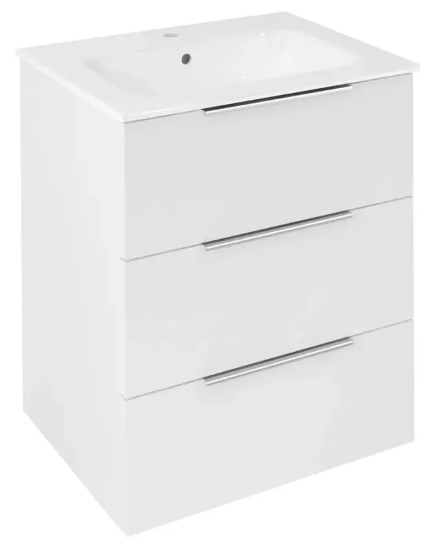 Lage Prijs Sapho Cirasa wastafel onderkast 59x46x75cm met 3 lades wit glans