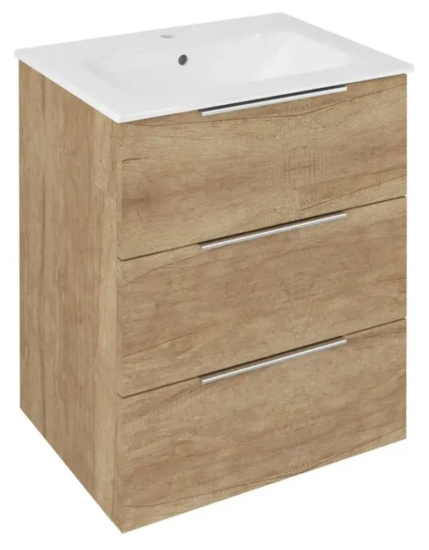 Veilige Betaling Sapho Cirasa wastafel onderkast 59x46x75cm met 3 lades eiken