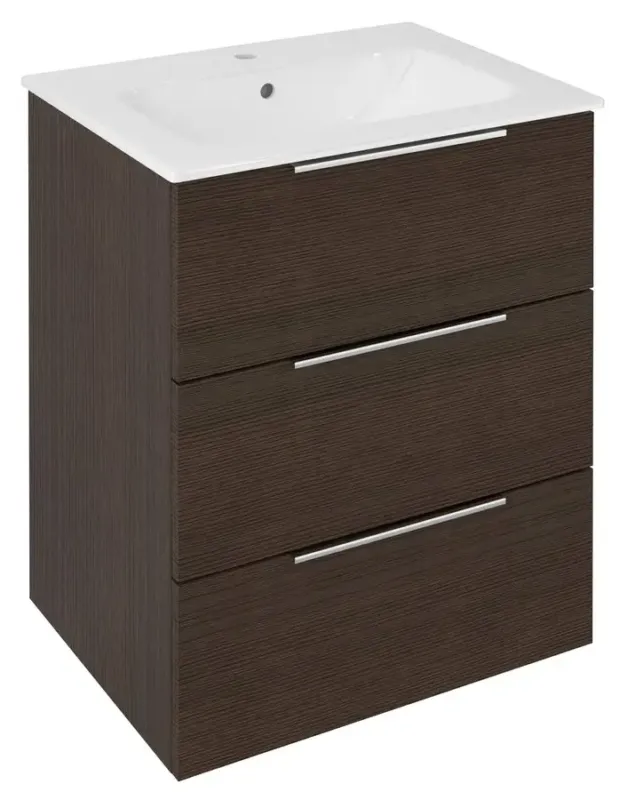Op = Op Sapho Cirasa wastafel onderkast 59x46x75cm met 3 lades donkerbruin