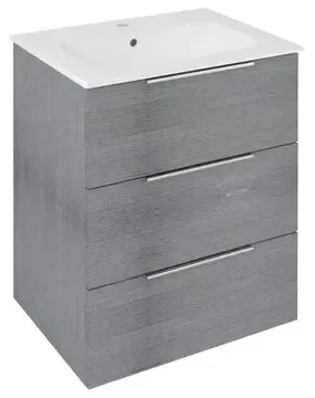Sapho Cirasa wastafel onderkast 59x46x75cm met 3 lades grijs eiken Weekendaanbieding