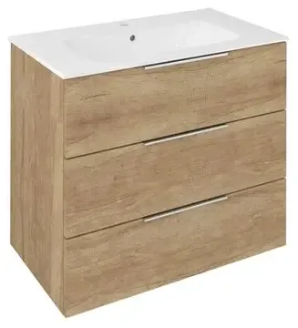 Betrouwbaar Sapho Cirasa wastafel onderkast 80x46x75cm met 3 lades eiken