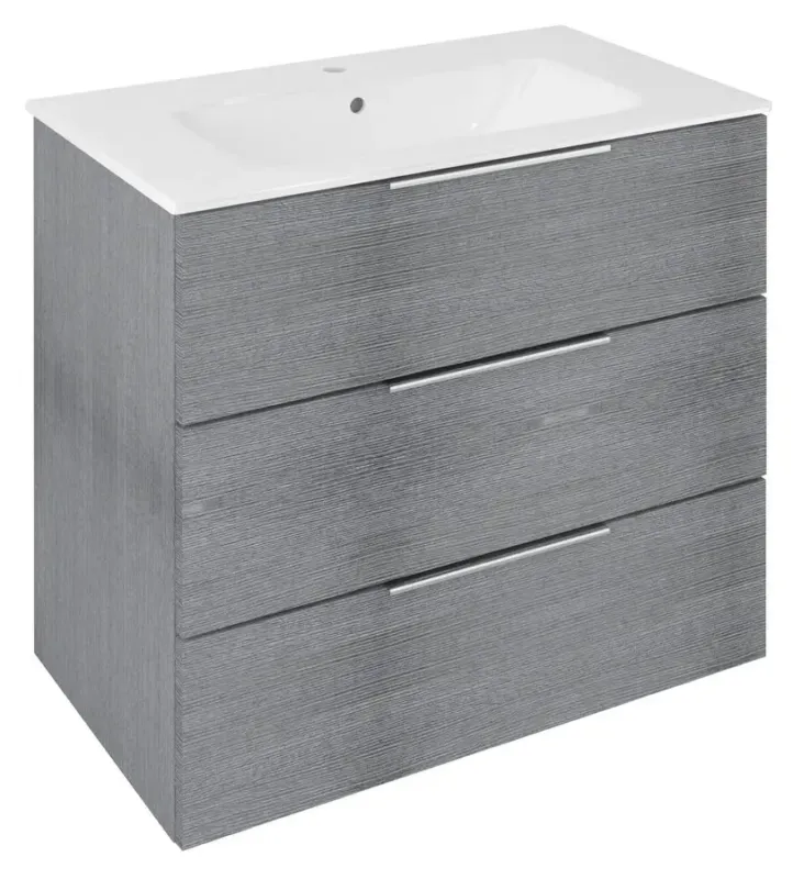 Nu Kopen Sapho Cirasa wastafel onderkast 80x46x75cm met 3 lades grijs eiken