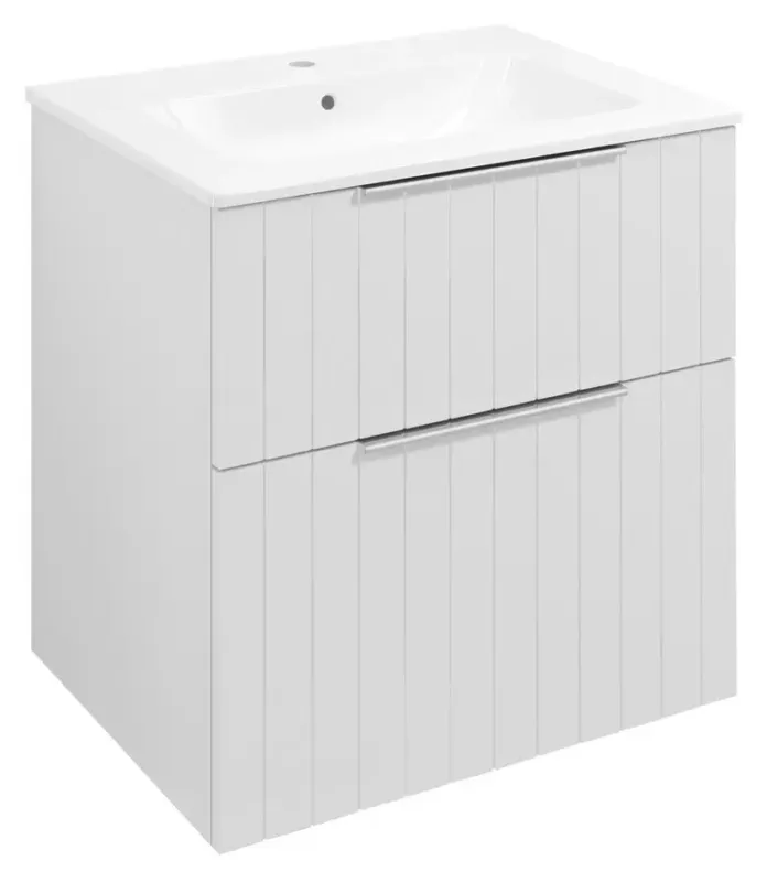 Flitsaanbieding Sapho Cirasa Compact wastafel onderkast met ribbelfront 59x46x64cm wit mat