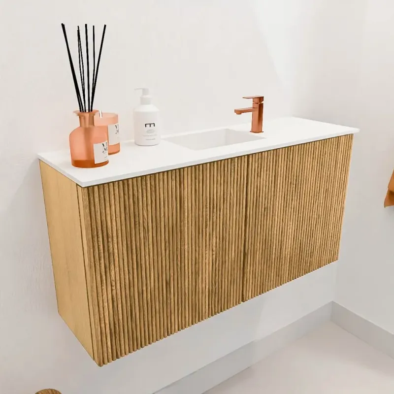 Mondiaz Joya 80cm toiletmeubel oak met wastafel faye midden 1 kraangat talc Must-Have