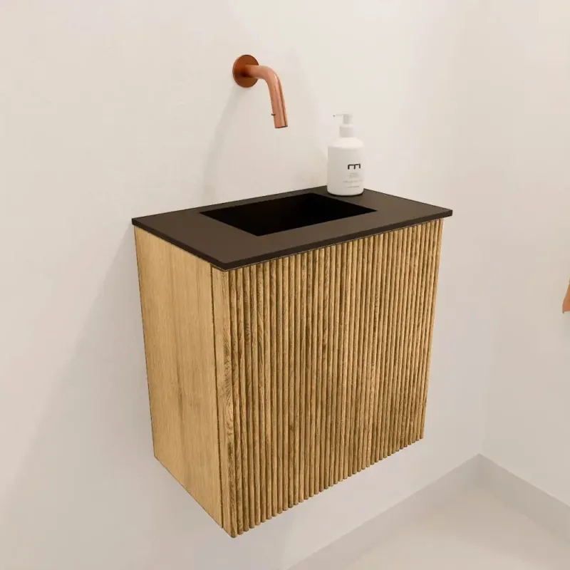 Hoge Kwaliteit Mondiaz Joya 40cm toiletmeubel oak met wastafel faye midden zonder kraangat urban