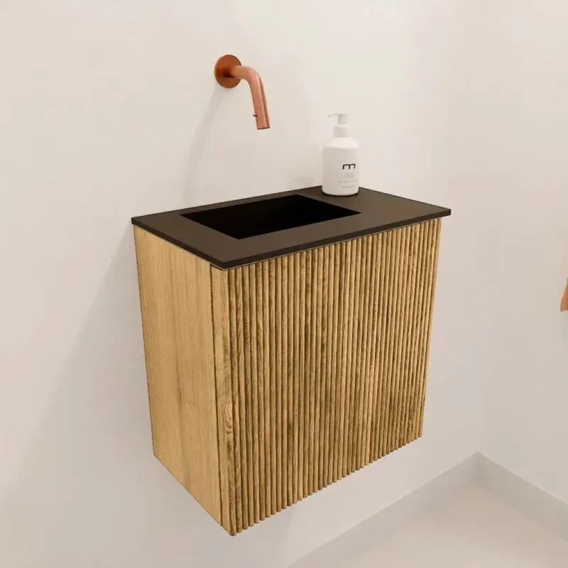 Goedkoop Mondiaz Joya 40cm toiletmeubel oak met wastafel faye links zonder kraangat urban