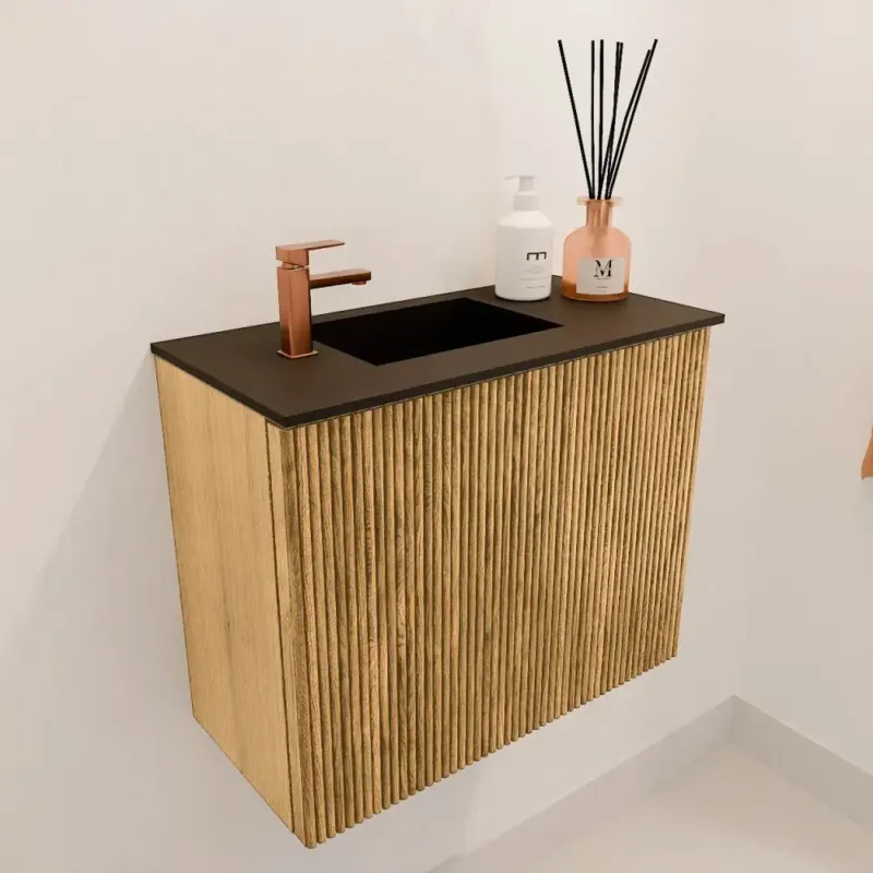 Mondiaz Joya 50cm toiletmeubel oak met wastafel faye links 1 kraangat urban Korting