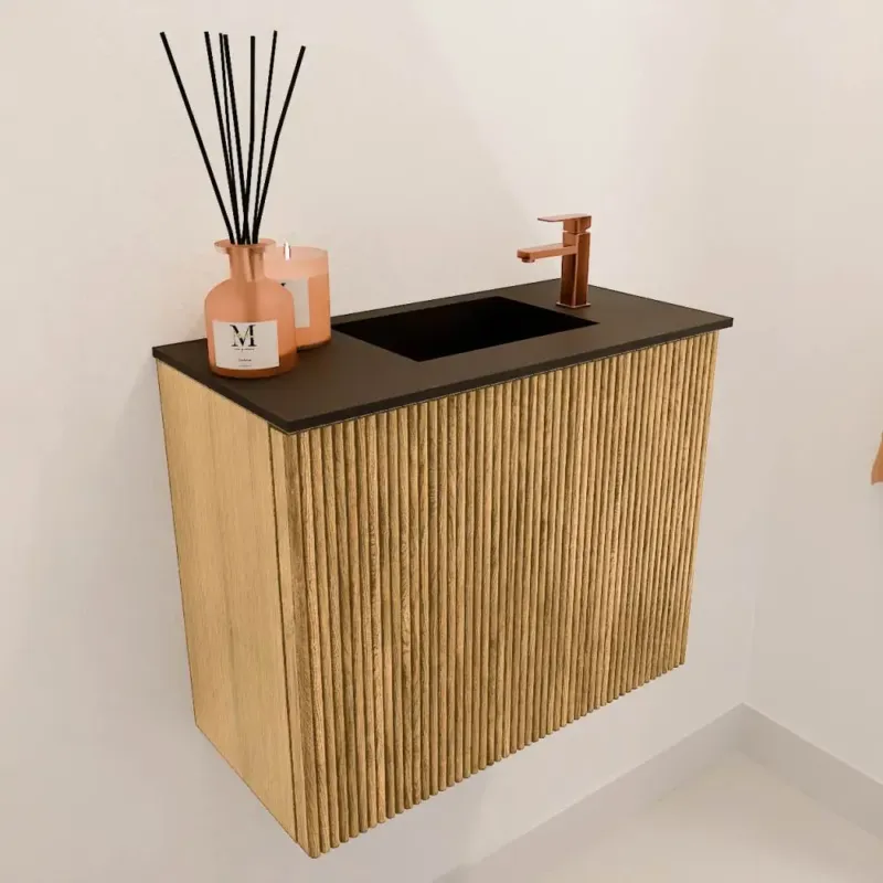 Merkproduct Mondiaz Joya 50cm toiletmeubel oak met wastafel faye rechts 1 kraangat urban