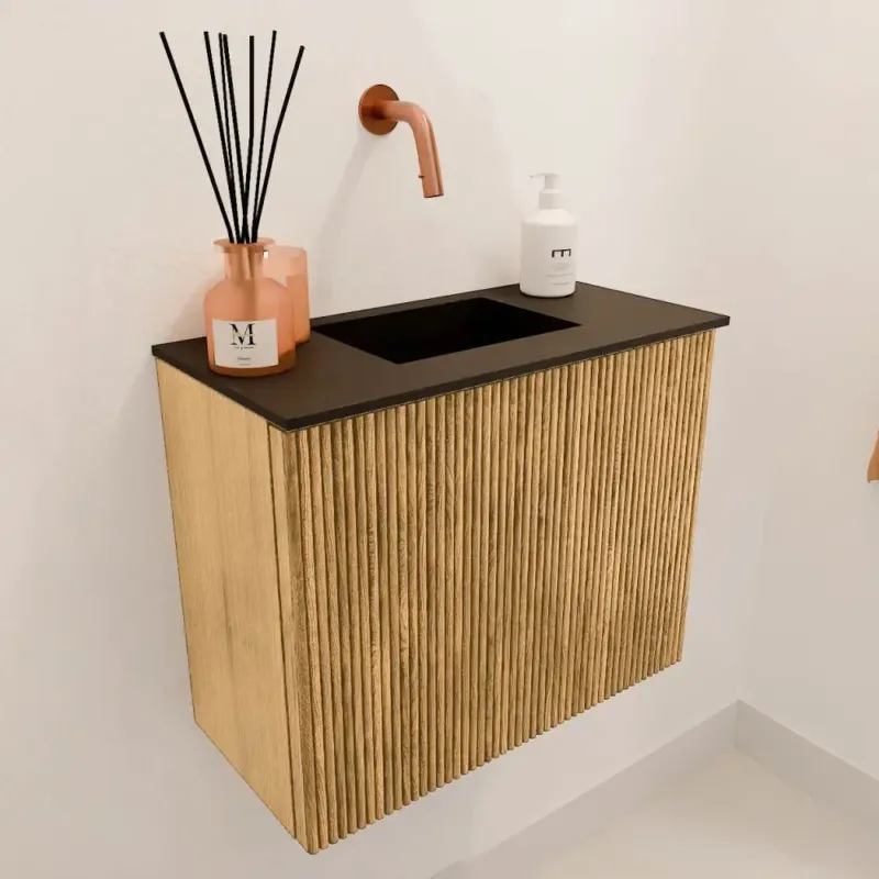 Beste Prijs Mondiaz Joya 50cm toiletmeubel oak met wastafel faye midden zonder kraangat urban