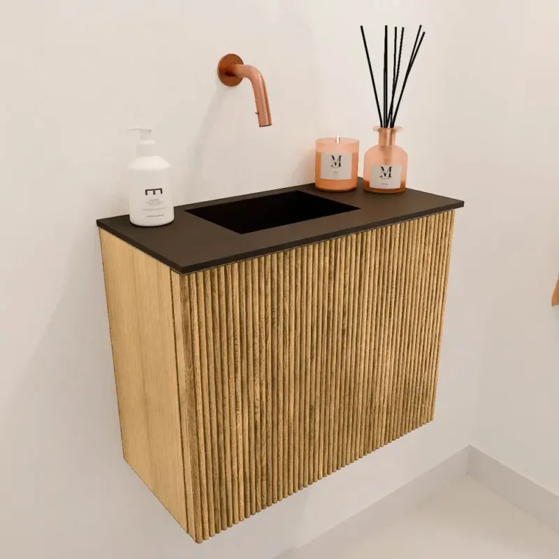 Mondiaz Joya 50cm toiletmeubel oak met wastafel faye links zonder kraangat urban Alleen Vandaag