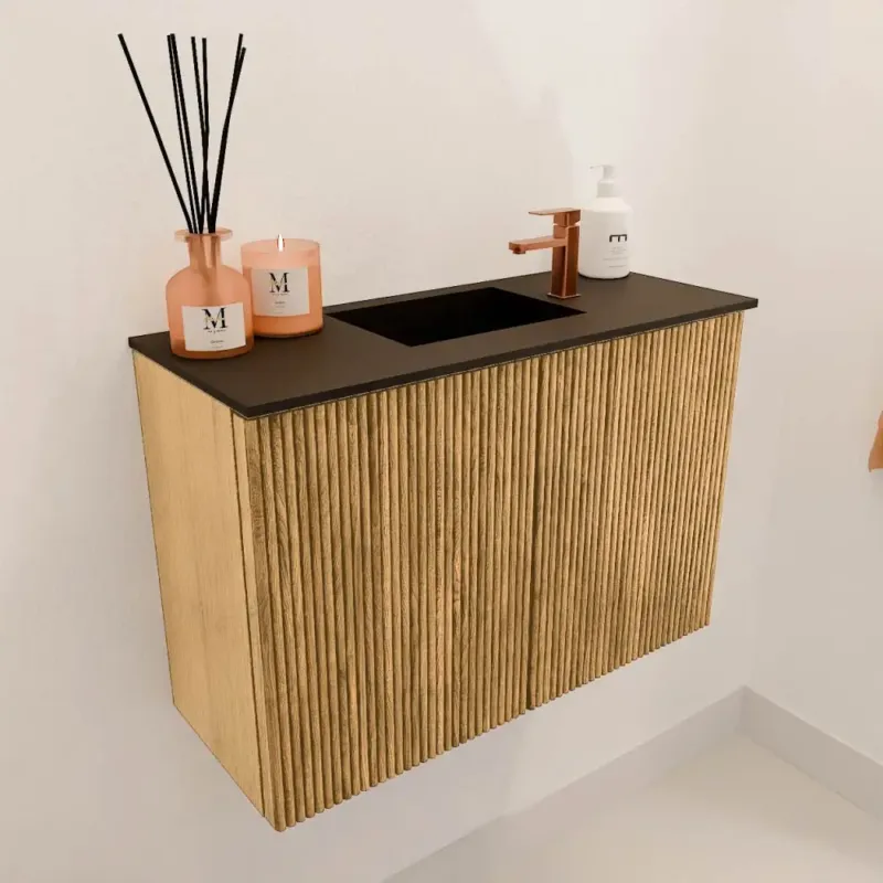 Mondiaz Joya 60cm toiletmeubel oak met wastafel faye midden 1 kraangat urban Tijdelijk Beschikbaar