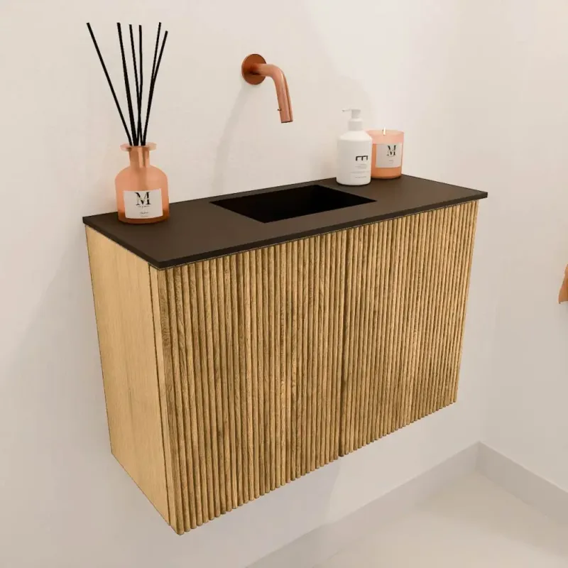 Mondiaz Joya 60cm toiletmeubel oak met wastafel faye midden zonder kraangat urban Merkproduct