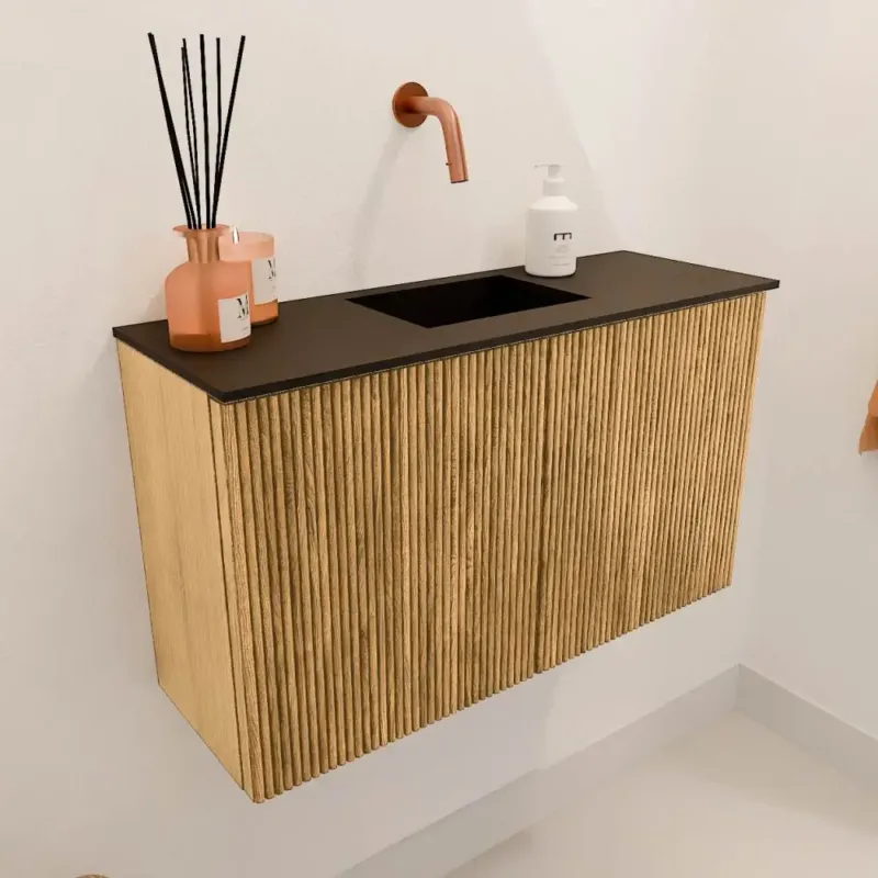 Koop Vandaag Mondiaz Joya 70cm toiletmeubel oak met wastafel faye midden zonder kraangat urban
