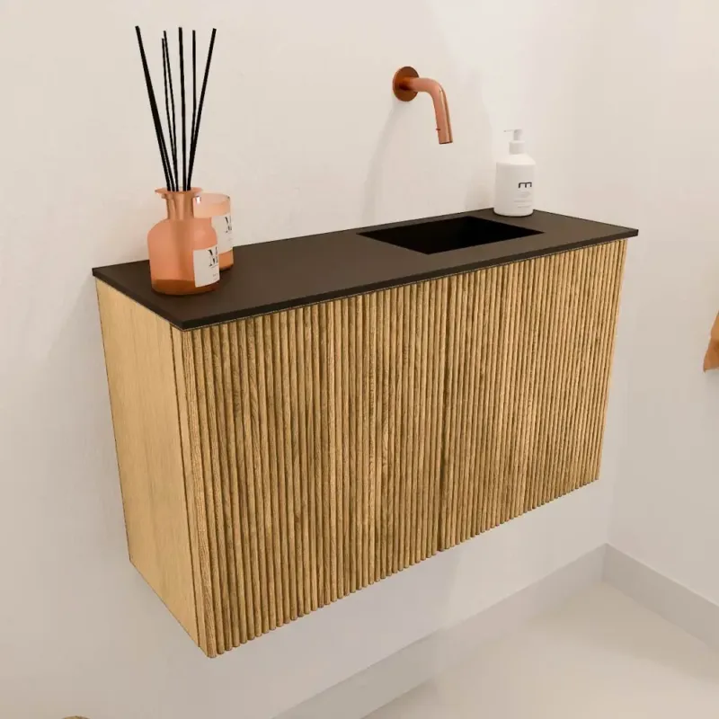 Exclusieve Aanbieding Mondiaz Joya 70cm toiletmeubel oak met wastafel faye rechts zonder kraangat urban