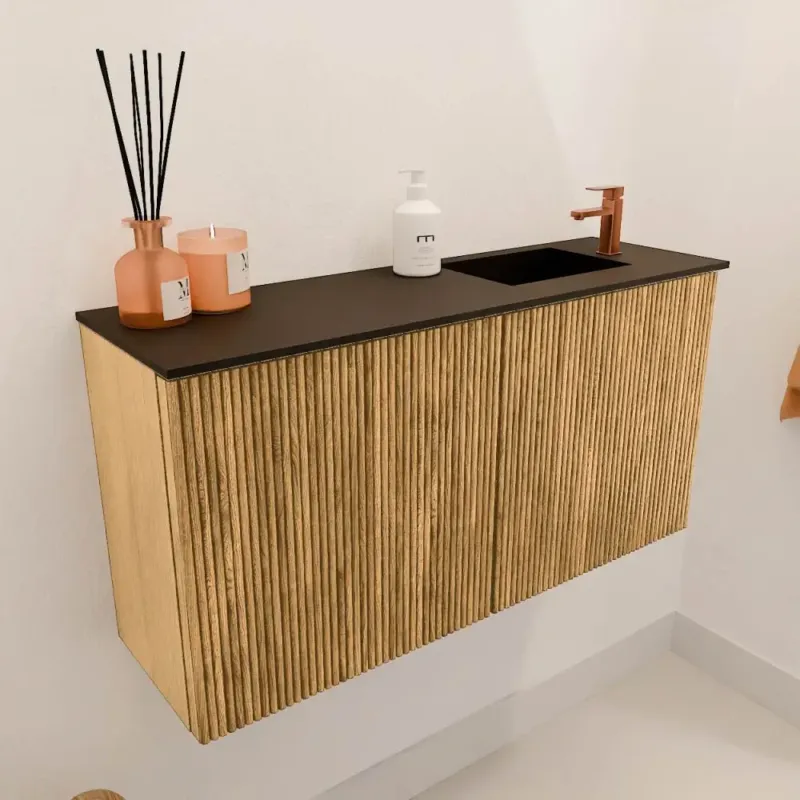 Laatste Kans Mondiaz Joya 80cm toiletmeubel oak met wastafel faye rechts 1 kraangat urban