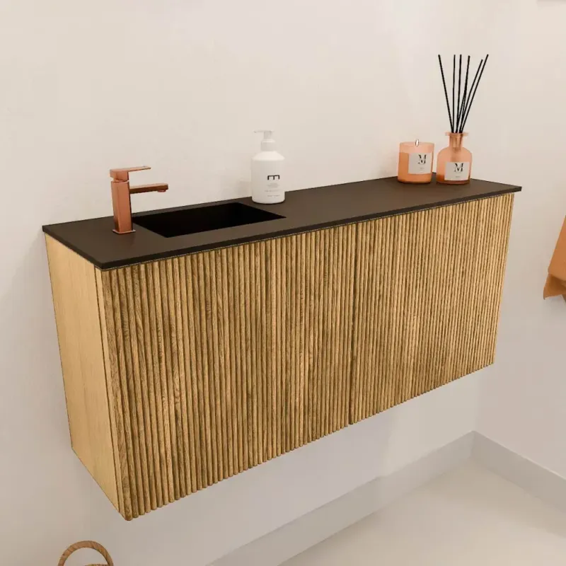 Favoriet Mondiaz Joya 90cm toiletmeubel oak met wastafel faye links 1 kraangat urban