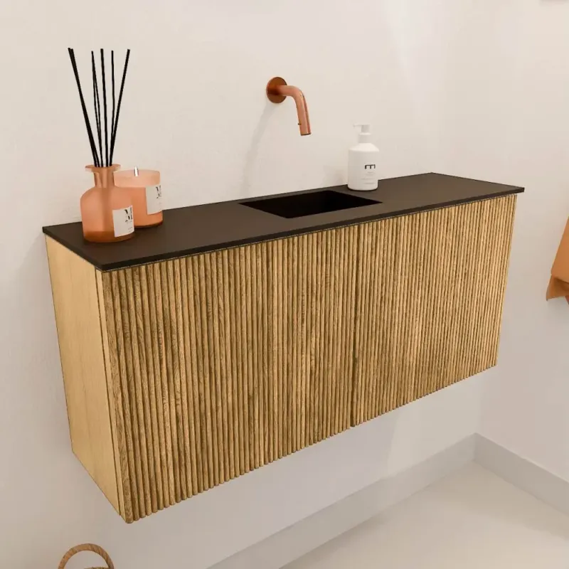 Mondiaz Joya 90cm toiletmeubel oak met wastafel faye midden zonder kraangat urban Veilige Betaling