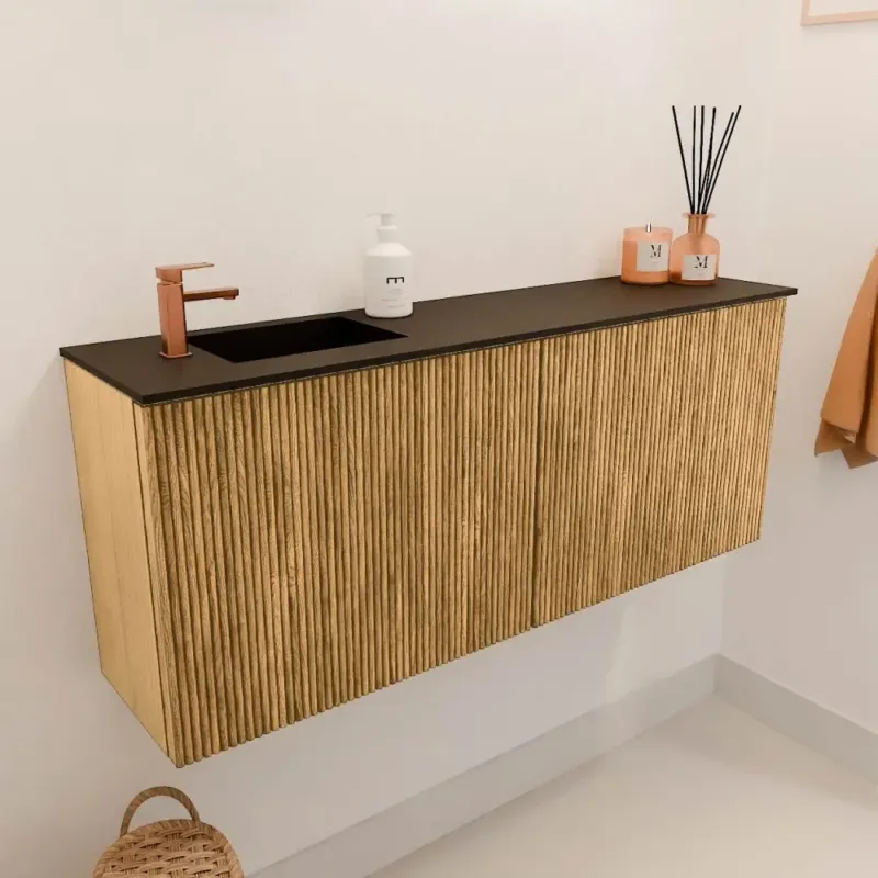 Mondiaz Joya 100cm toiletmeubel oak met wastafel faye links 1 kraangat urban Superprijs