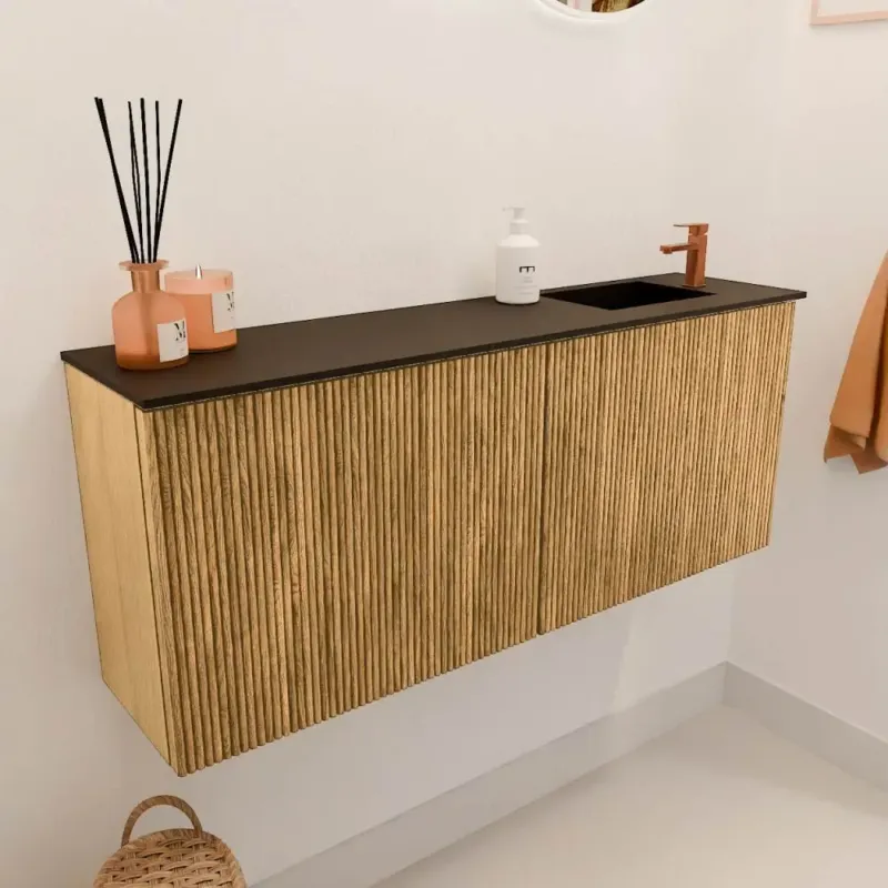 Exclusieve Aanbieding Mondiaz Joya 100cm toiletmeubel oak met wastafel faye rechts 1 kraangat urban