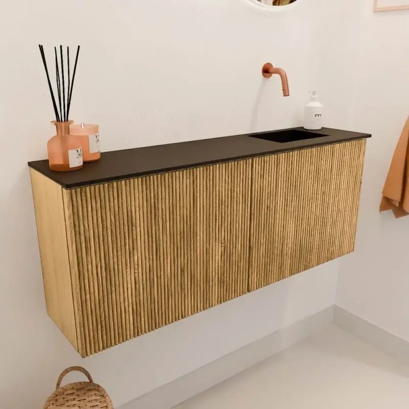 Mondiaz Joya 100cm toiletmeubel oak met wastafel faye rechts zonder kraangat urban Actieprijs