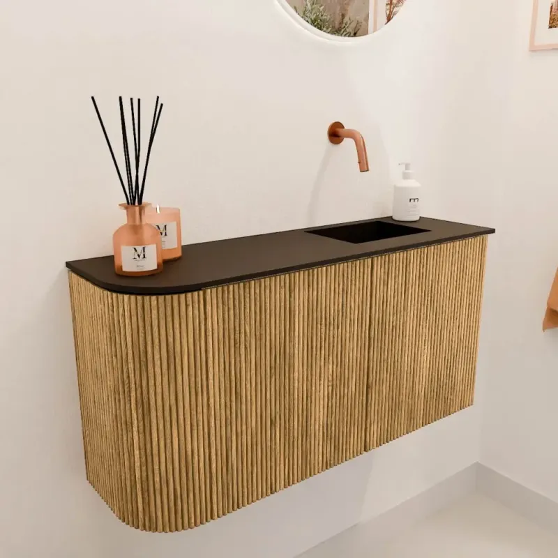 Koop Online Mondiaz Joya 80cm toiletmeubel ronding links oak met wastafel faye rechts zonder kraangat urban